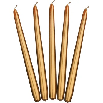 Image 1 of PartyDeco Конична свещ металик- злато 24см