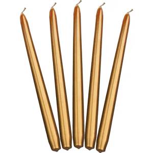 PartyDeco Конична свещ металик- злато 24см