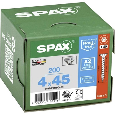 SPAX 1197000400453 R 88091 Senkkopf T-STAR šroub do dřeva 4 mm 45 mm T-STAR plus nerezová ocel A2 200 ks