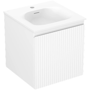 Mexen Rivel баня шкаф 45 см с мивка Vela, 1 чекмедже, релефен, бял мат - 91A20-04547-1-BF01-W23M01 (91A20-04547-1-BF01-W23M01)