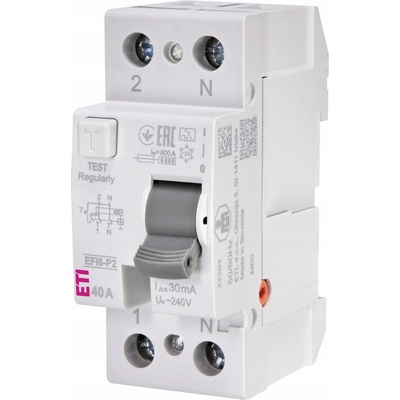 Proudový chránič 2P 40A 30mA typ A EFI6-P2 002061262 ETI