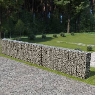 vidaXL Gabionová zeď s víky z pozinkované oceli 900 x 50 x 150 cm