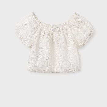 MAYORAL Къса блуза дантела в мръсно бяло за момиче Майорал
