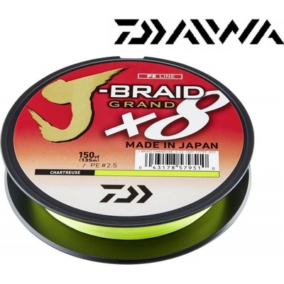DAIWA Šňůra J-Braid GRAND X8 Chartreuse 135m 0,13mm 8,5kg