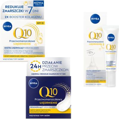 Nivea Q10 denní a noční krém proti vráskám SPF15 50 ml + krém pod oči 15 ml