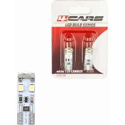 4Cars LED žiarovky 8 LED 12 V CANBUS 3528 SMD T10 white 2 ks 92544