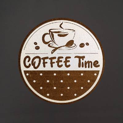 Amadea Dřevěný podtácek kulatý Káva text Coffee Time průměr 10,5cm