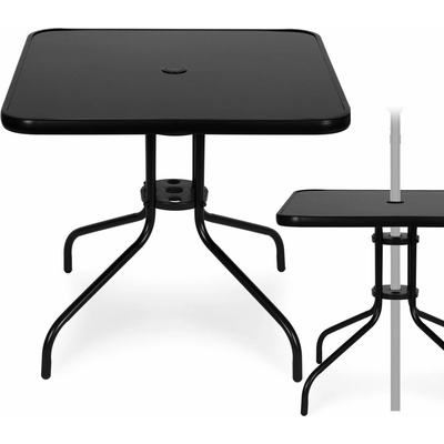 MultiGarden SC-073A-1 Skleněný zahradní stolek 80 x 80 cm s otvorem na slunečník černý – Zbozi.Blesk.cz