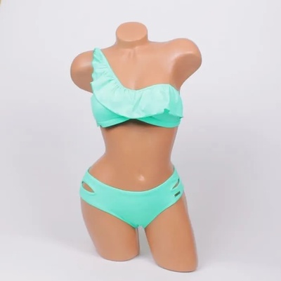 Бански в тюркоазено-зелен цвят с една презрамка - чашка В