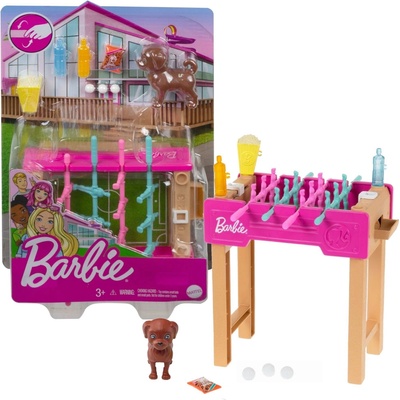 Mattel Barbie mini herní set s mazlíčkem stolní fotbálek
