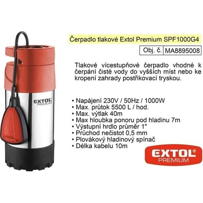 Extol 4-stupňové 1100W, 6000L / hod, max. 40m 8895008