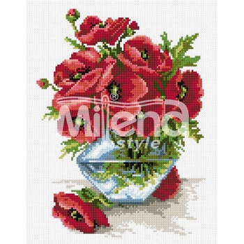 Image 1 of Milena Style Ваза с макове - Печатана Aida 14 ct без конци