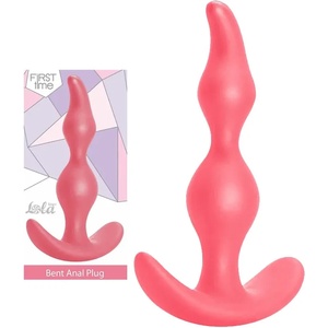 Анален плъг, заоблен, гъвкав и деликатен, 13см. - Bent Anal Plug Pink (5002-01LOLA)