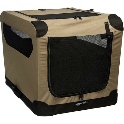 Amazon Basics skládací přepravní box pro psa 66 × 46 × 46 cm tmavě béžový