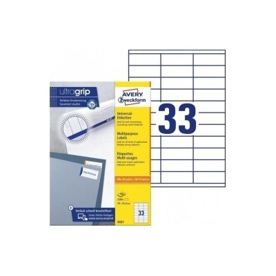 AVERY Zweckform univerzálne etikety, 70 x 25,4 mm - biele