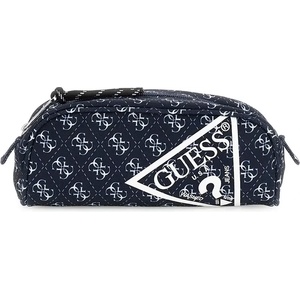 Guess Тъмно син несесер с бяло лого Guess с цип
