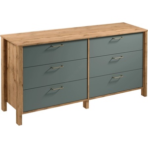 Gala Meble Комод MENTA 170x81x47 см дъб Wotan/зелен (GM0032)