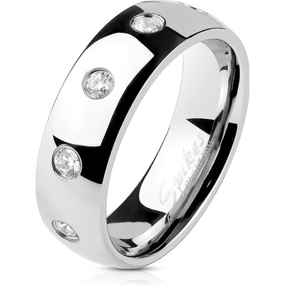 Spikes USA Ocelový prsten se zirkony šíře OPR0100 6