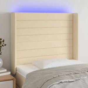 vidaXL LED горна табла за легло, кремава, 83x16x118/128 см, плат (3124167)