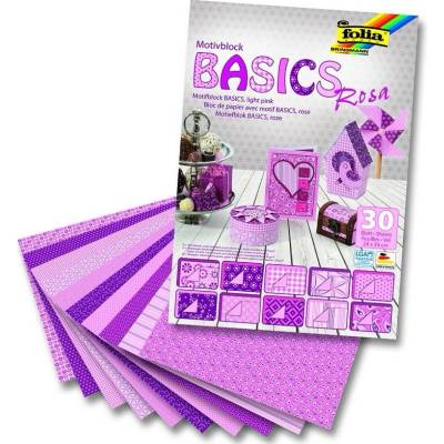 Papír na scrapbooking v bloku A4 80-270g/m2 30ls Basics růžový