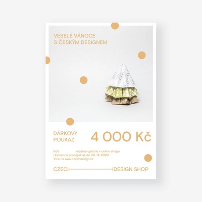 Vánoční voucher na nákup českého designu 4.000 Kč tištěný / elektronický: elektronický (e-mailem)
