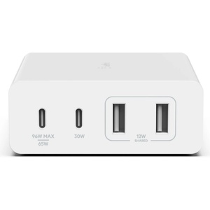 Baseus Захранване за ел. мрежа за лаптопи, смартфони и таблети с 2xUSB и 2xUSB-C изходи с технология за бързо зареждане - Belkin Boost Charge Pro 4-Port GaN Charger 108W (бял) (wch010vfwh)