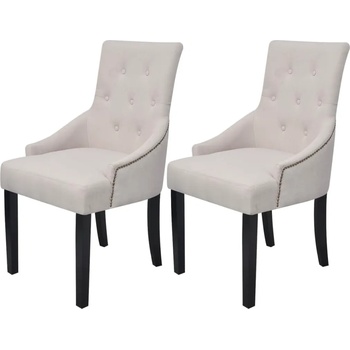 vidaXL Трапезни столове, 2 бр, кремаво-сиви, текстил (242402)