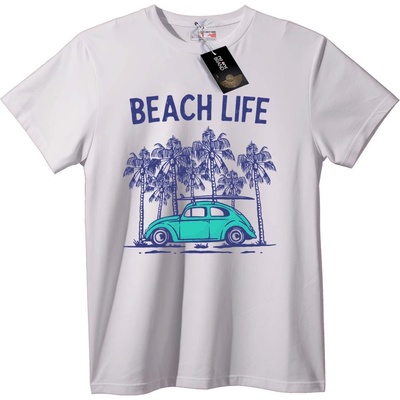NOONEBRAND Тениска Плажен Живот с Кола - 2XL, White