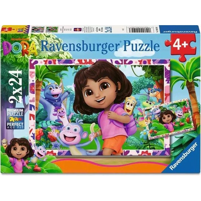 Ravensburger Пъзел Ravensburger от 2 x 24 части - Дора Изследователката (12004199)