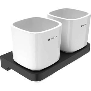 Nimco Maya - Чаша за четки и паста с държач, бяла/черна MAC 29058DK-90 (MAC 29058DK-90)