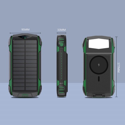 4smarts Соларна удароустойчива външна батерия с 5xUSB изхода, компас и фенер - 4smarts Solar Power Bank Rugged TitanPack Ultimag 20000mAh (черен-зелен) (540244)