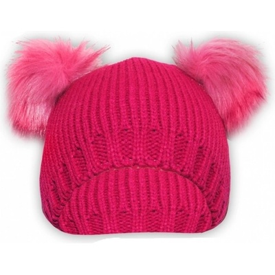 Baby Nellys zimní čepice Medvídek chlupáček tm. růžový