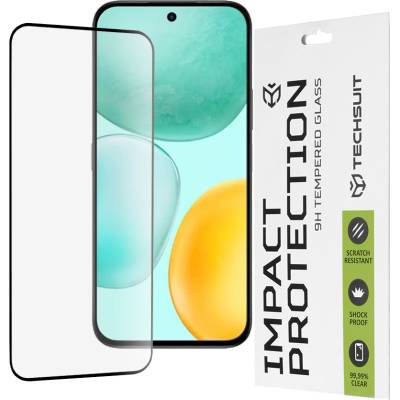 Techsuit Протектор за Honor X6c - Techsuit - 111D Пълно покритие / Пълно лепило от стъкло - Черен