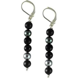 Dannyra Обици от майорски перли, лава камък и оникс Dannyra Jewels