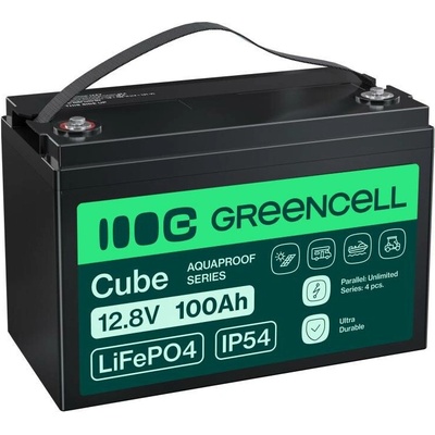 Green Cell LiFePO4 12,8V 100Ah Green Cell CUBE 1280Wh Aquaproof Series