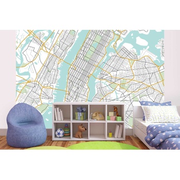 DIMEX ART s. r. o Самозалепваща се флизелинова фототапета карта на ню йорк 375 x 250 см