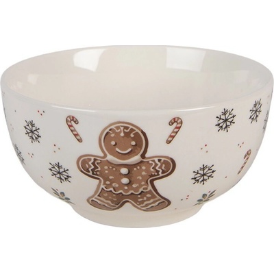 Clayre & Eef Bílá porcelánová miska s perníčkem Gingerbread Magic 14 x 7 cm 500 ml