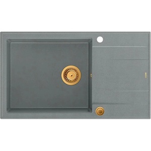 Quadron Unique Evan 136 XL вградена композитна мивка сиво-медна 86x50 см (HCQE58650U5_PVDC1_P2O) Мивка за вграждане