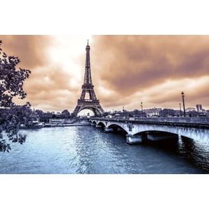 DIMEX ART Флизелинов фототапет айфеловата кула в дъжда 375 x 250 см