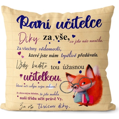 Impar Polštář Paní učitelce liška 40x40 – Zbozi.Blesk.cz