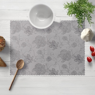 Biante Teflonové prostírání TF-083 Květované ornamenty na šedém 35x45cm