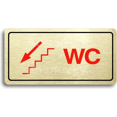 ACCEPT Piktogram WC VLEVO DOLŮ - zlatá tabulka - barevný tisk
