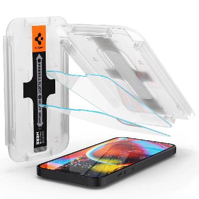 2 броя стъклени защитни покрития за дисплея на iPhone 13 mini - Spigen Glas. tR EZ Fit Tempered Glass 2 Pack (прозрачен) (AGL03396)
