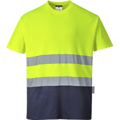 Portwest hi-vis cotton s173 / Светлоотразителна функционална риза - hv жълто/тъмносиньо xl (s173ynrxl)