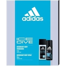 Adidas Ice Dive deodorant sklo 75 ml + deospray 150 ml + sprchový gél 250 ml darčeková sada