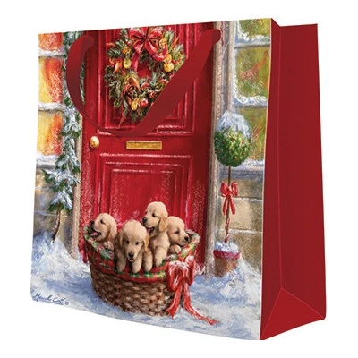 Paw Vánoční papírová taška PAW CD Basket with Puppies ,balení 10 ks
