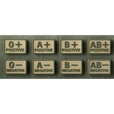 PVC nášivky krevní skupiny, 2 ks, Helikon, Khaki, 0- Rh+