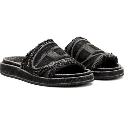 ŠĽAPKY DIESEL OVAL D SA-SLIDE D OVAL SANDALS BLACK DENIM
