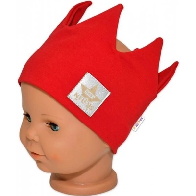 Baby Nellys Hand Made jarná dvojvrstvová bavlnená čelenka korunka červená