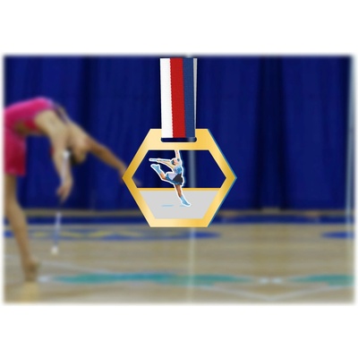 Akrylátová medaile Gymnastika tyčka Zlatá